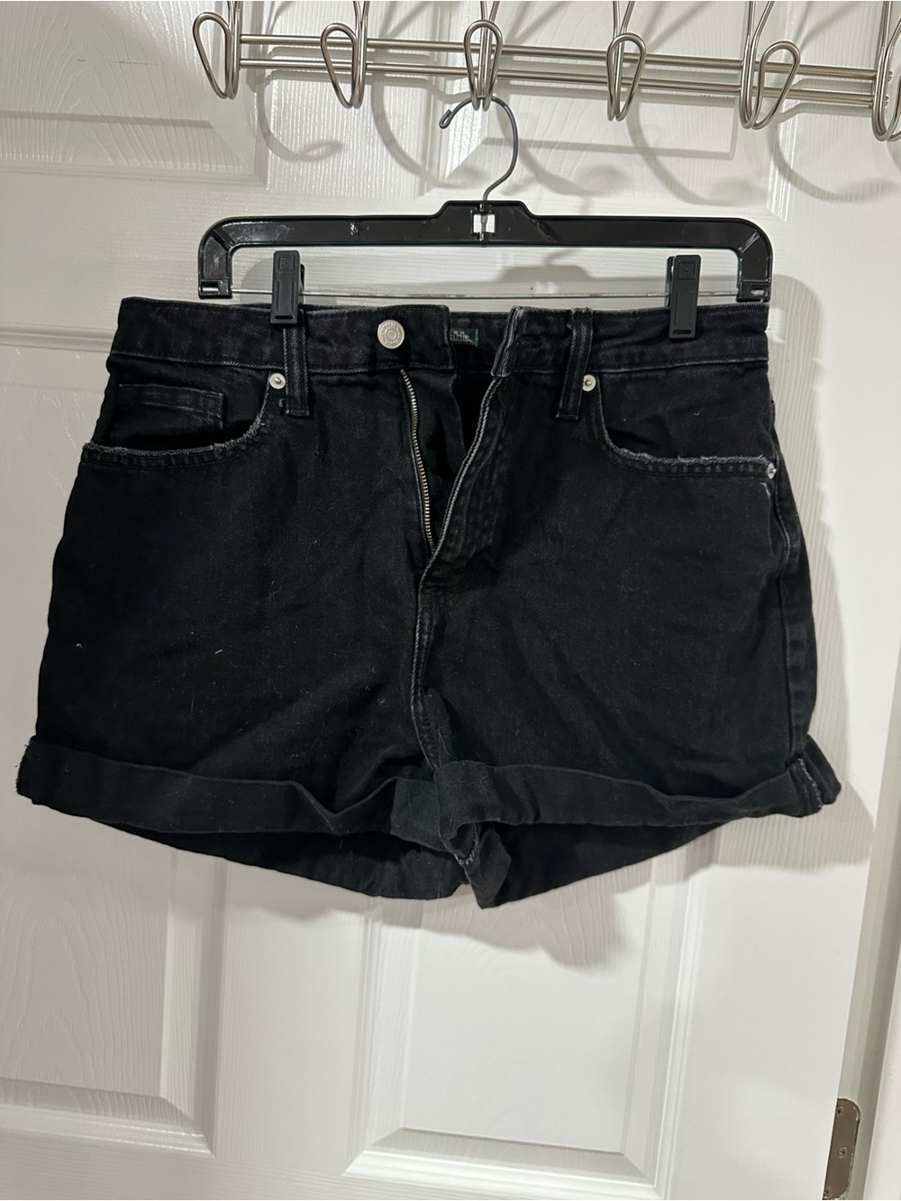 wild fable Black Roll-Hem Denim Shorts